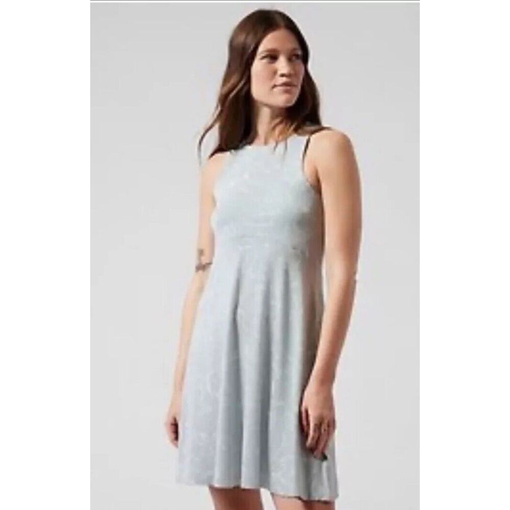 ATHLETA Santorini Thera Printed Dress Ripple Marble Gray Sleeveless Size Small